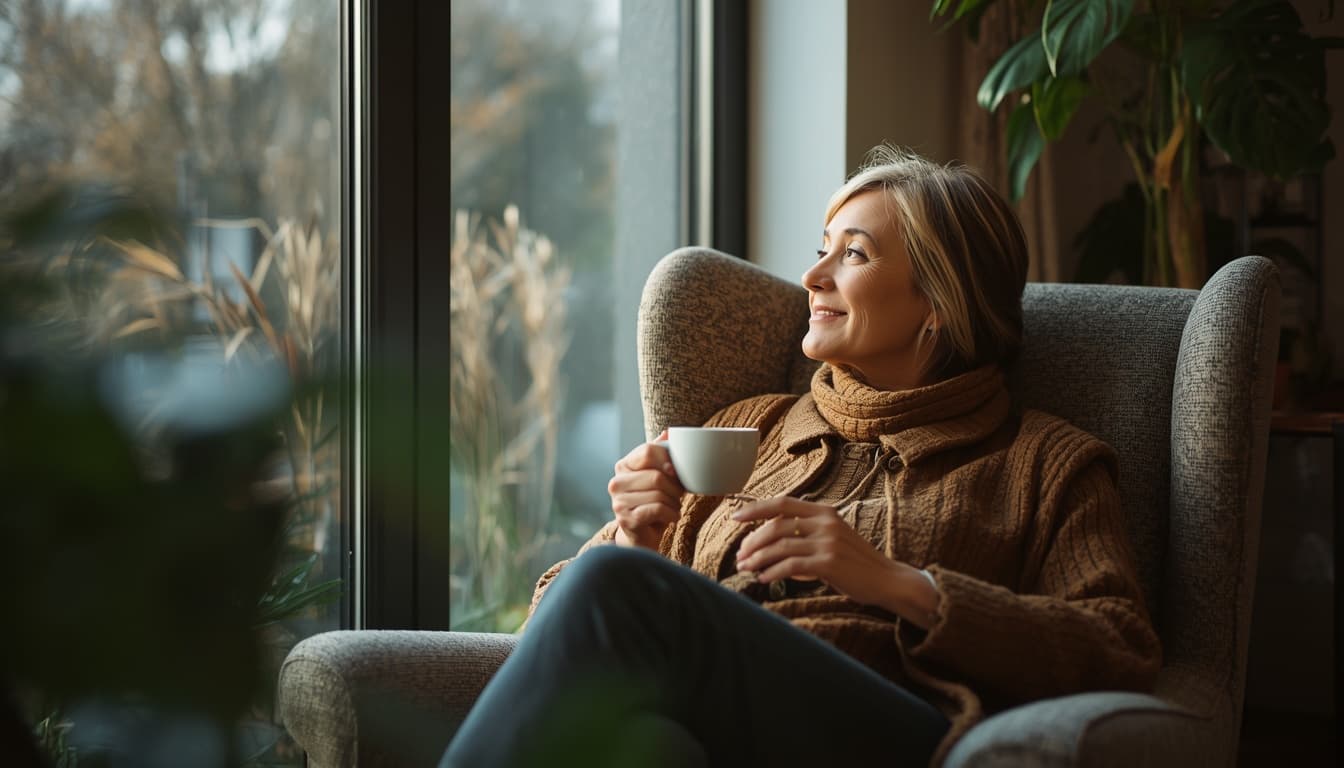 Person finding calm and peace during therapy journey